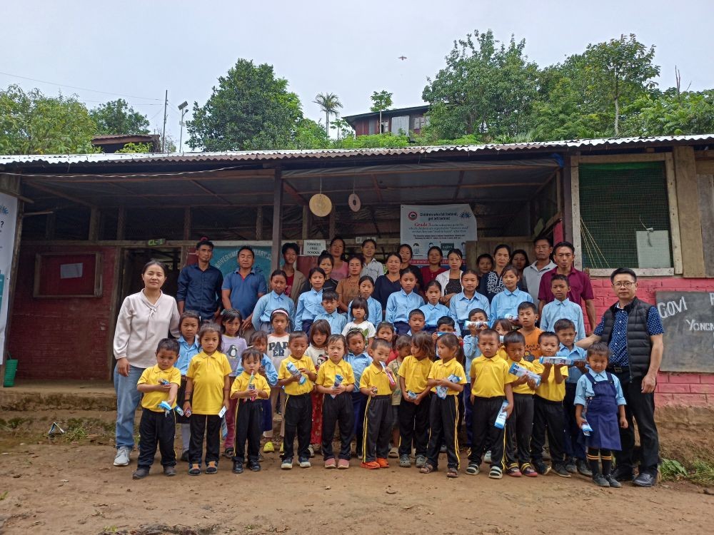 Dr Nichukholie Vupru, Dr Chumei Nyam, B Baujong Headmaster GPS Yongnyah Sector-C, teaching faculty with parents and students at Government Primary School, Yongnyah Sector-C on May 27.